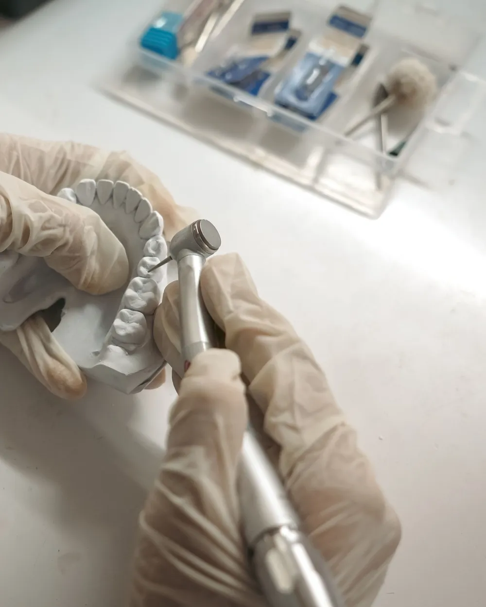 Trabajo de laboratorio sobre un modelo dental
